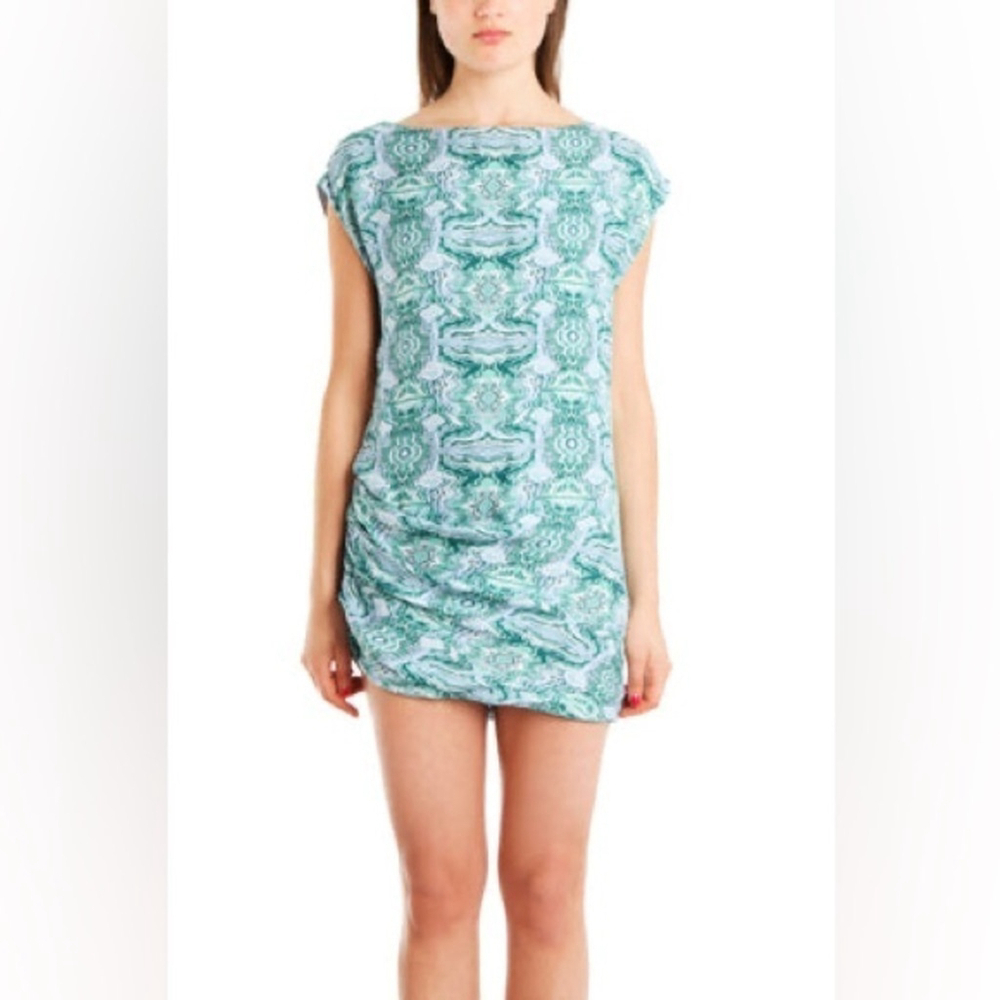 KELLY WEARSTLER Silk blend signature print Ruched COCOON minidress Tunic Top 8